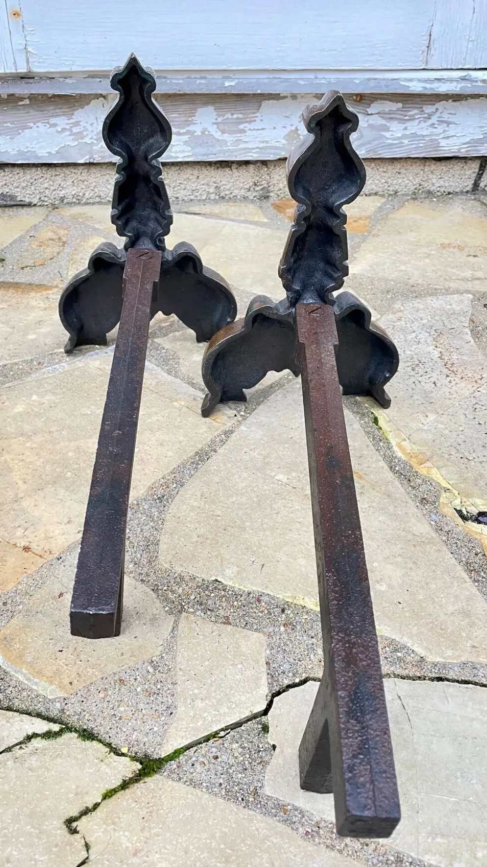 Paire de CHENETS Laiton Massif VINTAGE