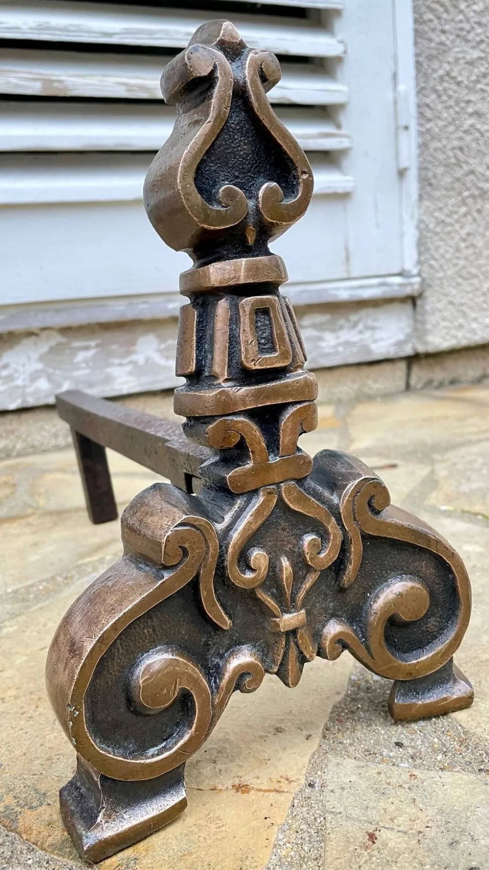 Paire de CHENETS Laiton Massif VINTAGE