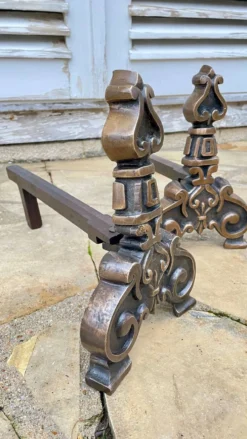 Paire de CHENETS Laiton Massif VINTAGE