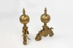 Paire de chenets néoclassique en cuivre du 20ème siècle, France, 1940, ensemble de 2