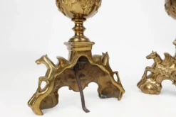 Paire de chenets néoclassique en cuivre du 20ème siècle, France, 1940, ensemble de 2