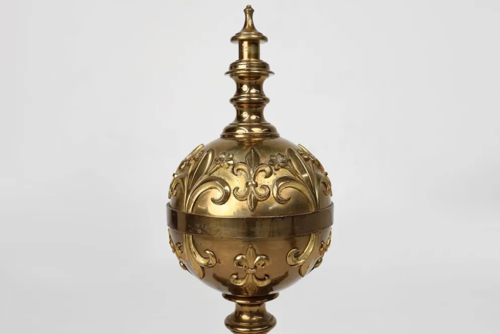 Paire de chenets néoclassique en cuivre du 20ème siècle, France, 1940, ensemble de 2