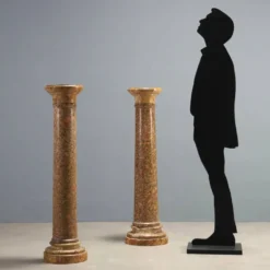 Paire de colonnes en marbre breccia et granit - Italie XIXe siècle