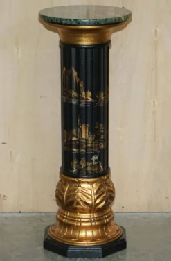 Paire de colonnes torchères laquées style néoclassique Chinoiserie