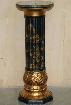 Paire de colonnes torchères laquées style néoclassique Chinoiserie