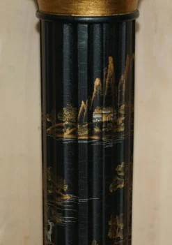 Paire de colonnes torchères laquées style néoclassique Chinoiserie