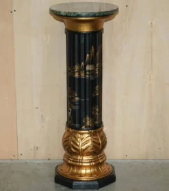 Paire de colonnes torchères laquées style néoclassique Chinoiserie