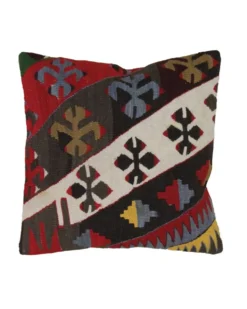 Paire de coussins géométriques en kilim turc plat