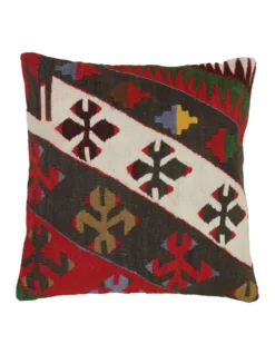 Paire de coussins géométriques en kilim turc plat