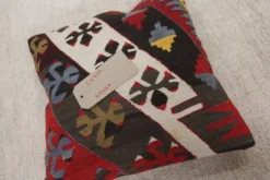 Paire de coussins géométriques en kilim turc plat