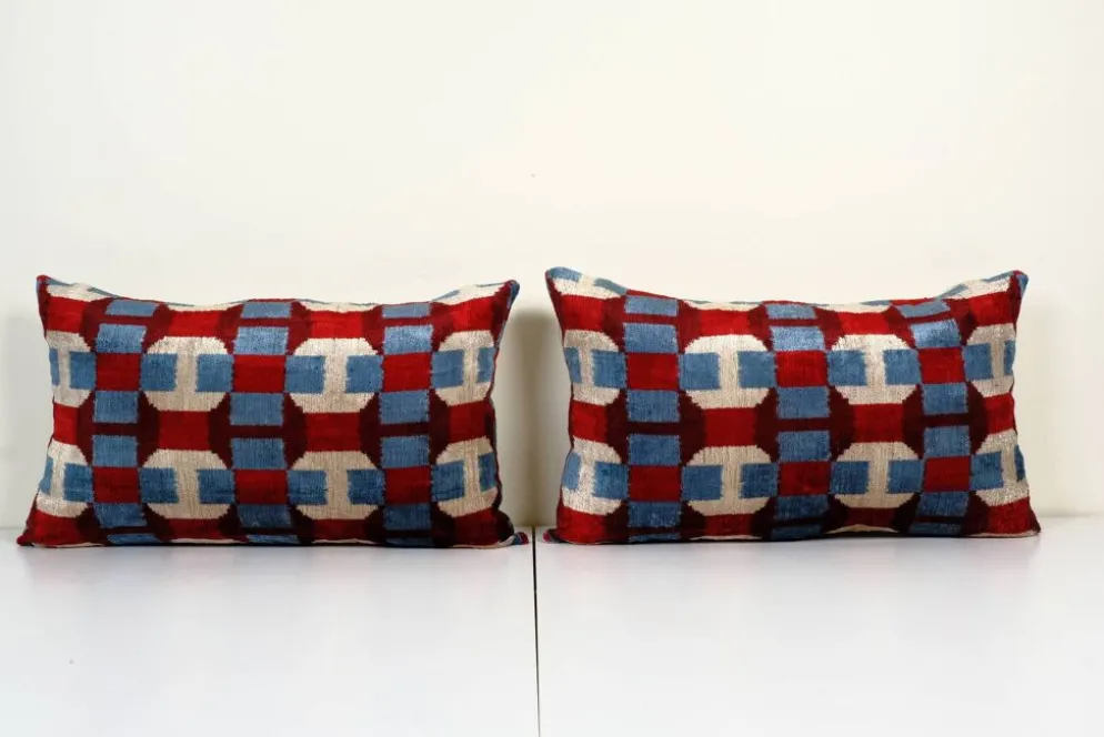 Paire de coussins ikat