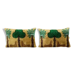 Paire de coussins Ikat tigres