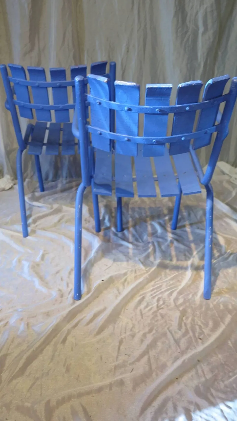 Paire de fauteils de jardin ou de terrasse bleu outremer