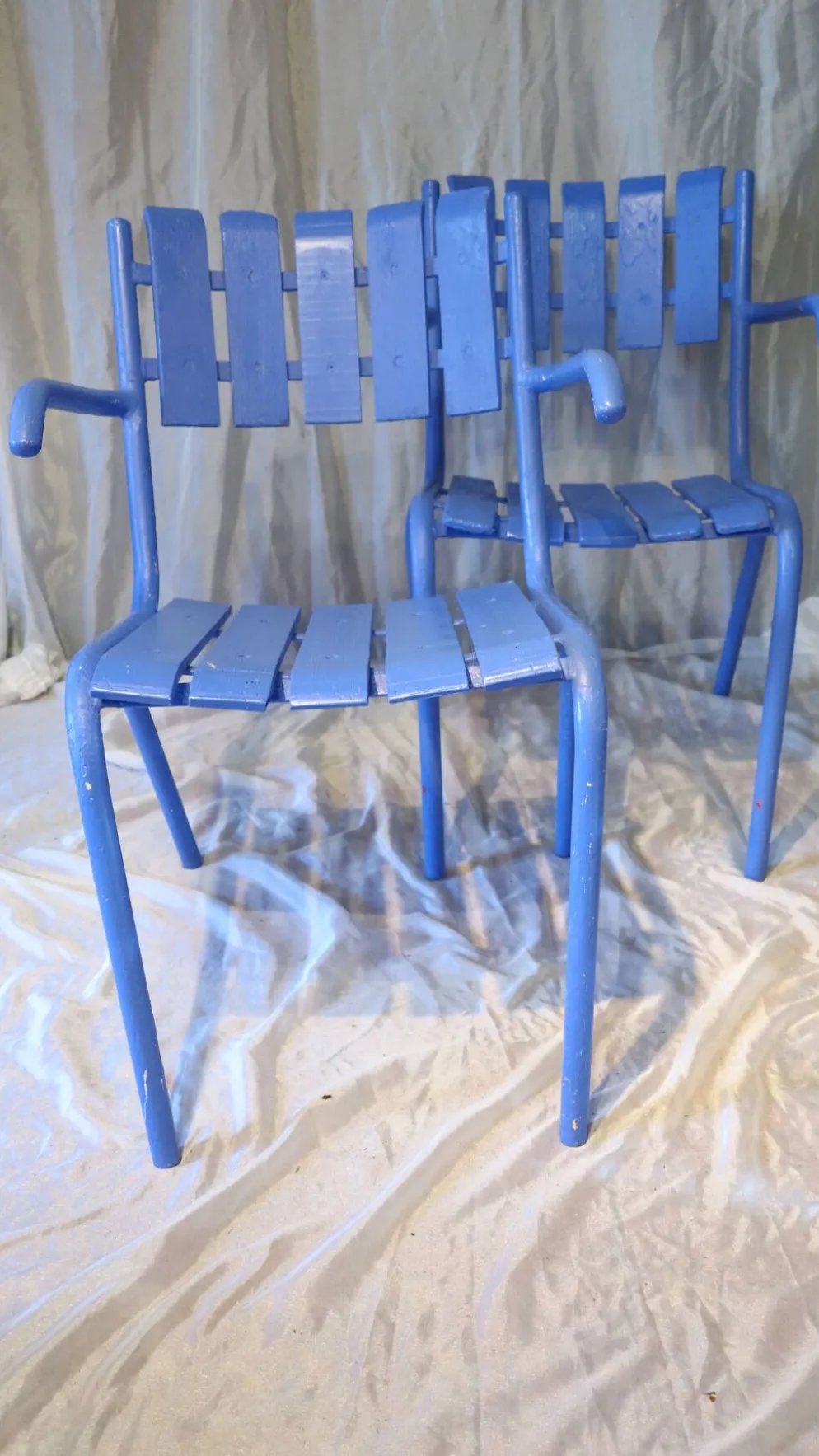 Paire de fauteils de jardin ou de terrasse bleu outremer
