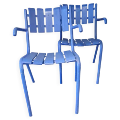 Paire de fauteils de jardin ou de terrasse bleu outremer