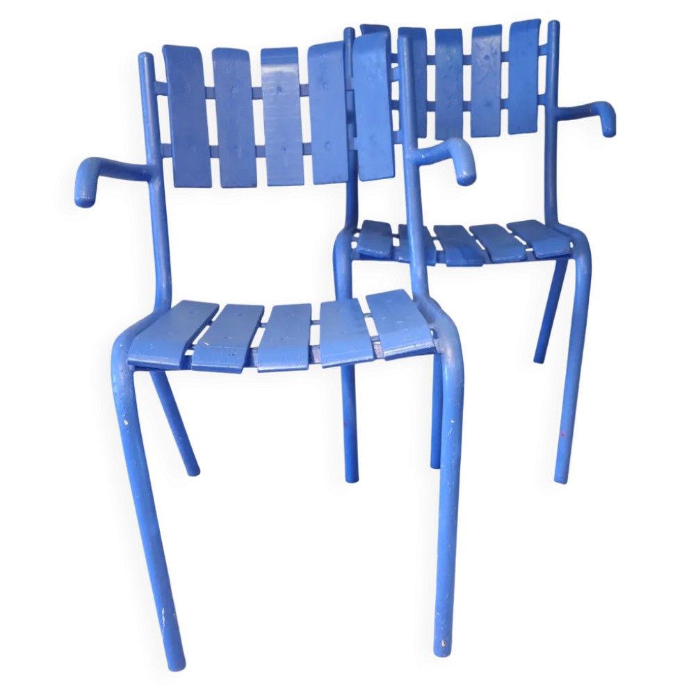 Paire de fauteils de jardin ou de terrasse bleu outremer