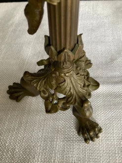 Paire de flambeaux XIXe en bronze doré style empire