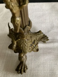 Paire de flambeaux XIXe en bronze doré style empire