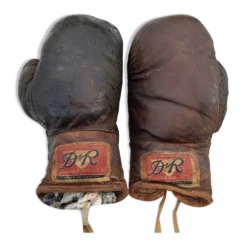 Paire de gants de boxe cuir années 40