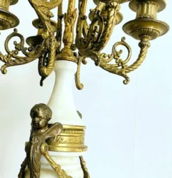 Paire de grands candélabres 7 feux - 69 cm - Bronze - Putti