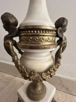 Paire de grands candélabres 7 feux - 69 cm - Bronze - Putti