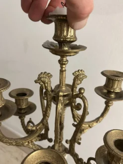 Paire de grands candélabres 7 feux - 69 cm - Bronze - Putti