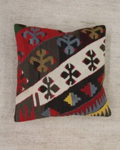 Paire de housses de coussin géométriques kilim turc tissé à plat