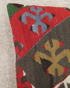 Paire de housses de coussin géométriques kilim turc tissé à plat