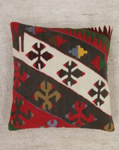 Paire de housses de coussin géométriques kilim turc tissé à plat