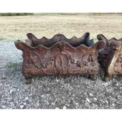 Paire de jardinières en fonte 1900 de style rocaille Charleville - Mézières