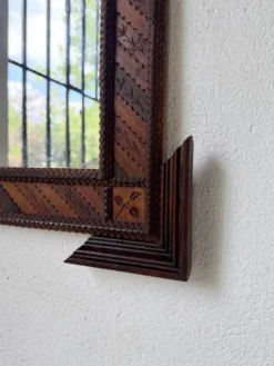 Paire de miroir bois style tramp art
