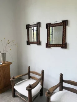 Paire de miroir bois style tramp art