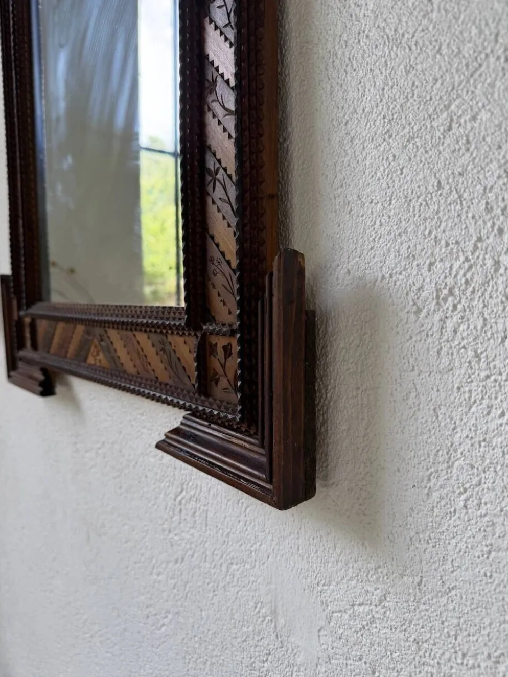 Paire de miroir bois style tramp art