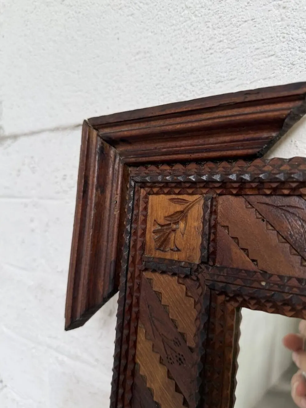 Paire de miroir bois style tramp art