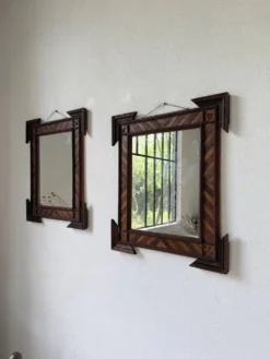 Paire de miroir bois style tramp art