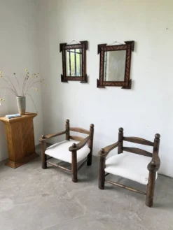 Paire de miroir bois style tramp art