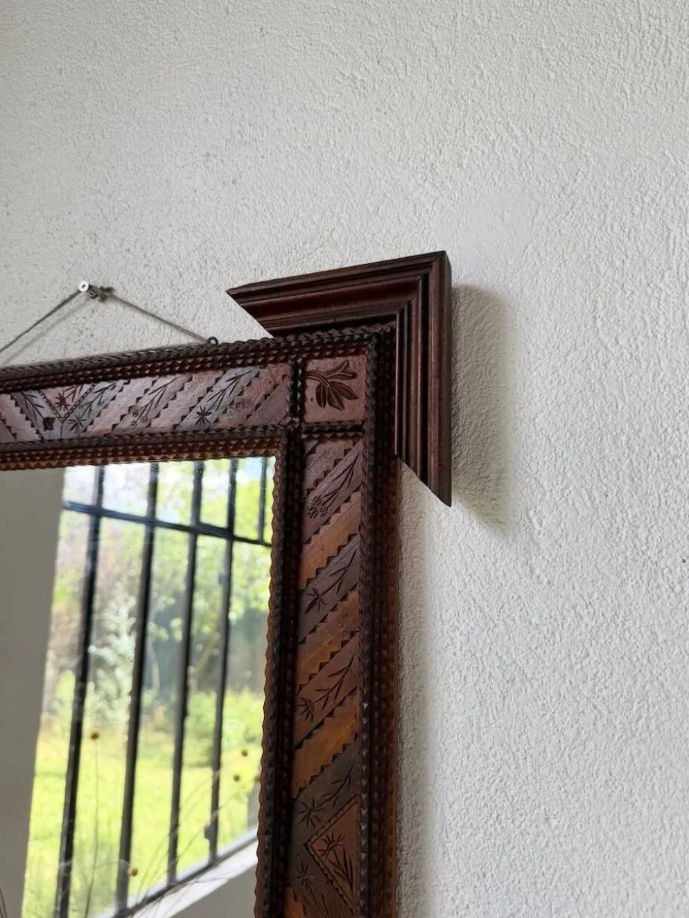 Paire de miroir bois style tramp art