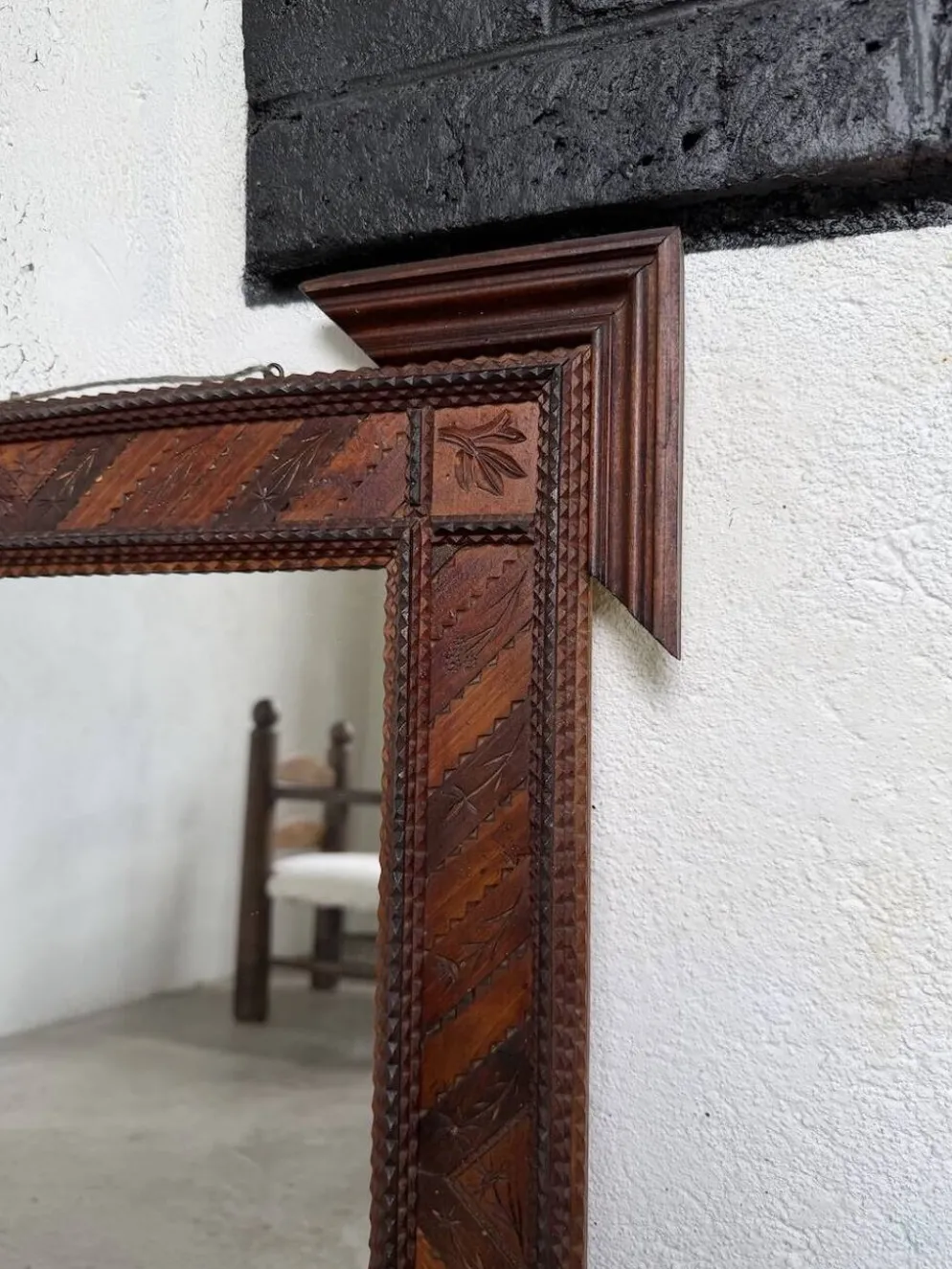 Paire de miroir bois style tramp art