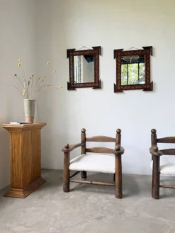 Paire de miroir bois style tramp art
