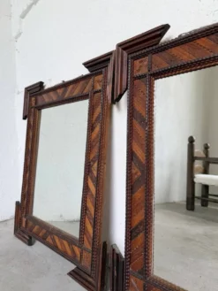 Paire de miroir bois style tramp art