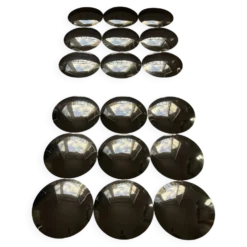 Paire de miroirs bulles convexes chromés Space Age, 1970