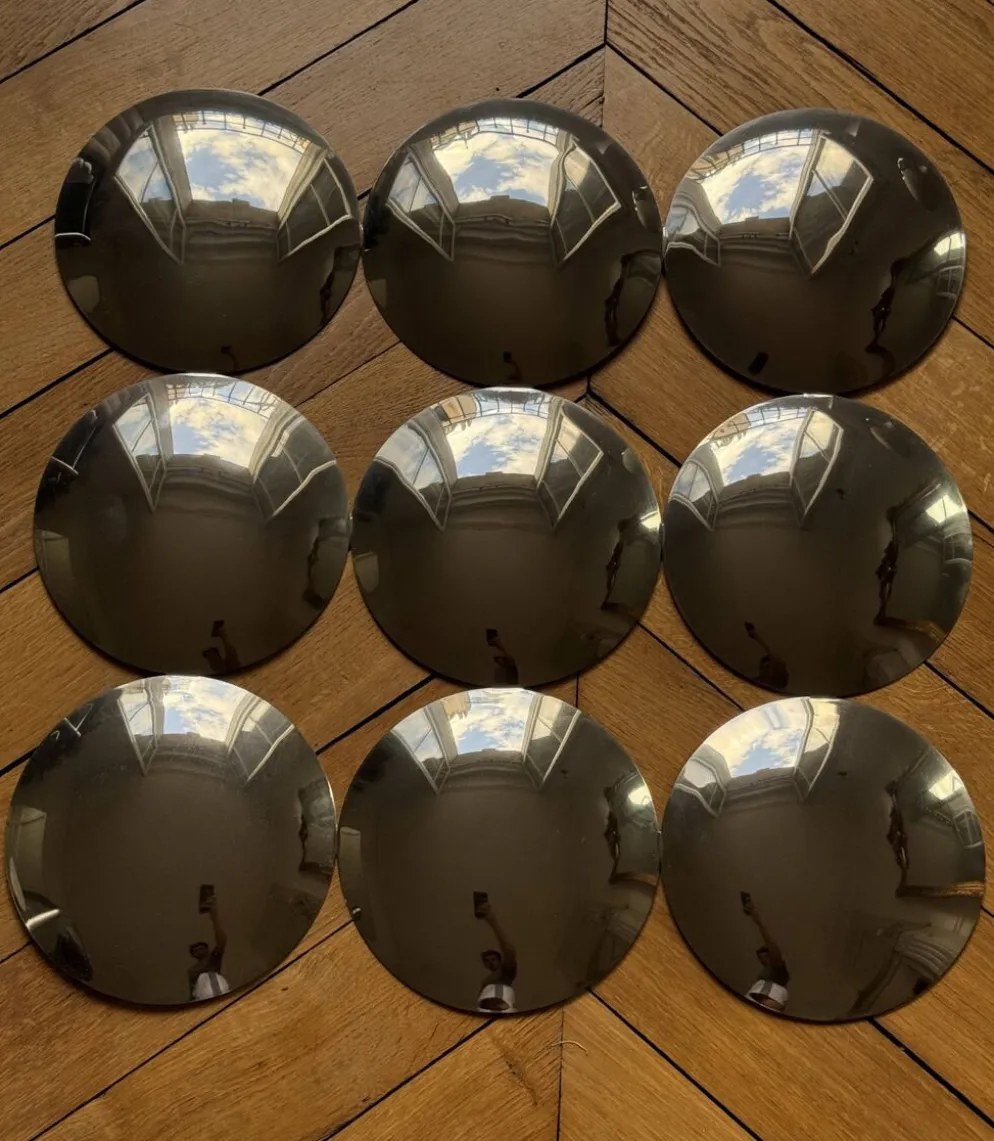 Paire de miroirs bulles convexes chromés Space Age, 1970