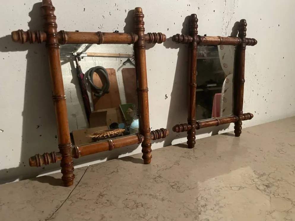 Paire de miroirs en bois, années 40