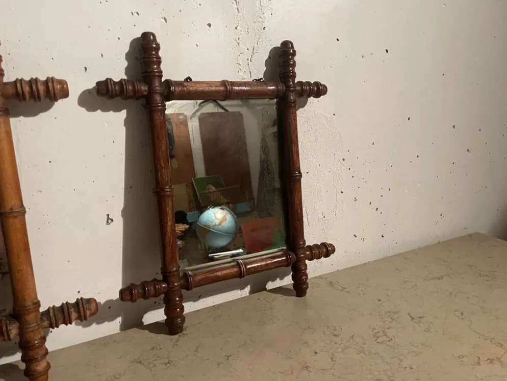 Paire de miroirs en bois, années 40