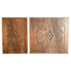 Paire de panneaux décoratifs anciens en bois sculpté, fin XIXe siècle