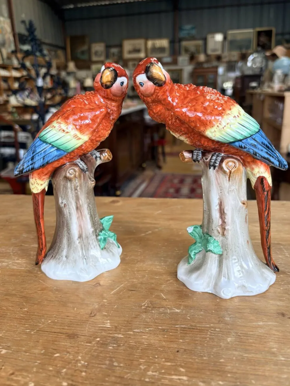 Paire de perroquets en porcelaine Sitzendorf – Allemagne
