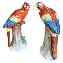 Paire de perroquets en porcelaine Sitzendorf – Allemagne