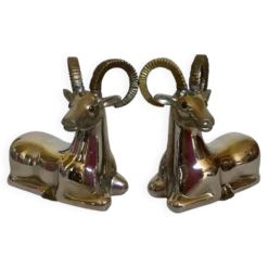 Paire de petits serre livres mouflons zoomorphe