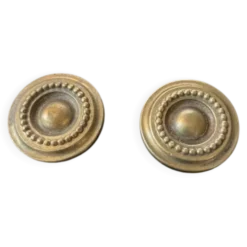 Paire de poignées bouton anciennes en laiton style louis xvi