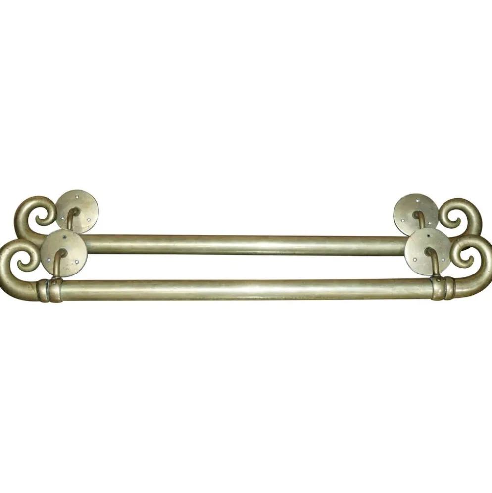 Paire de poignées de porte en laiton victorien antique, très grandes